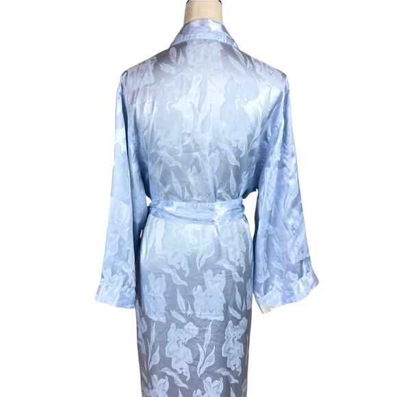 Vintage Gold Label Victoria's Secret Full Length Light Blue Floral Print Robe - Picture 6 of 12